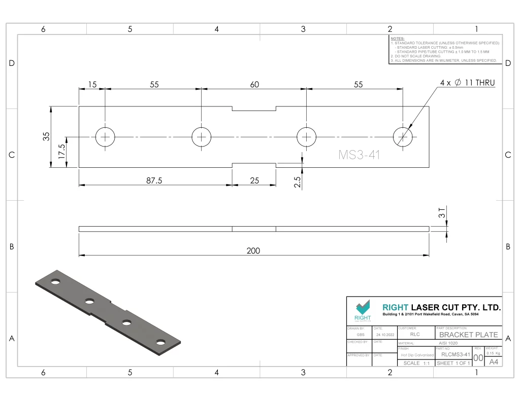 Mending Plate Bracket 200x35mm | Durable Bracket Plate RLC 200 x 35 x 3mm Bracket Plate