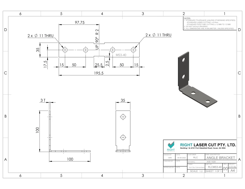 Galvanised Angle Bracket | 100mm x 100mm M10 Structural Support RLC 100 x 100 x 35 x 3 mm M10 Galvanised Angle Bracket
