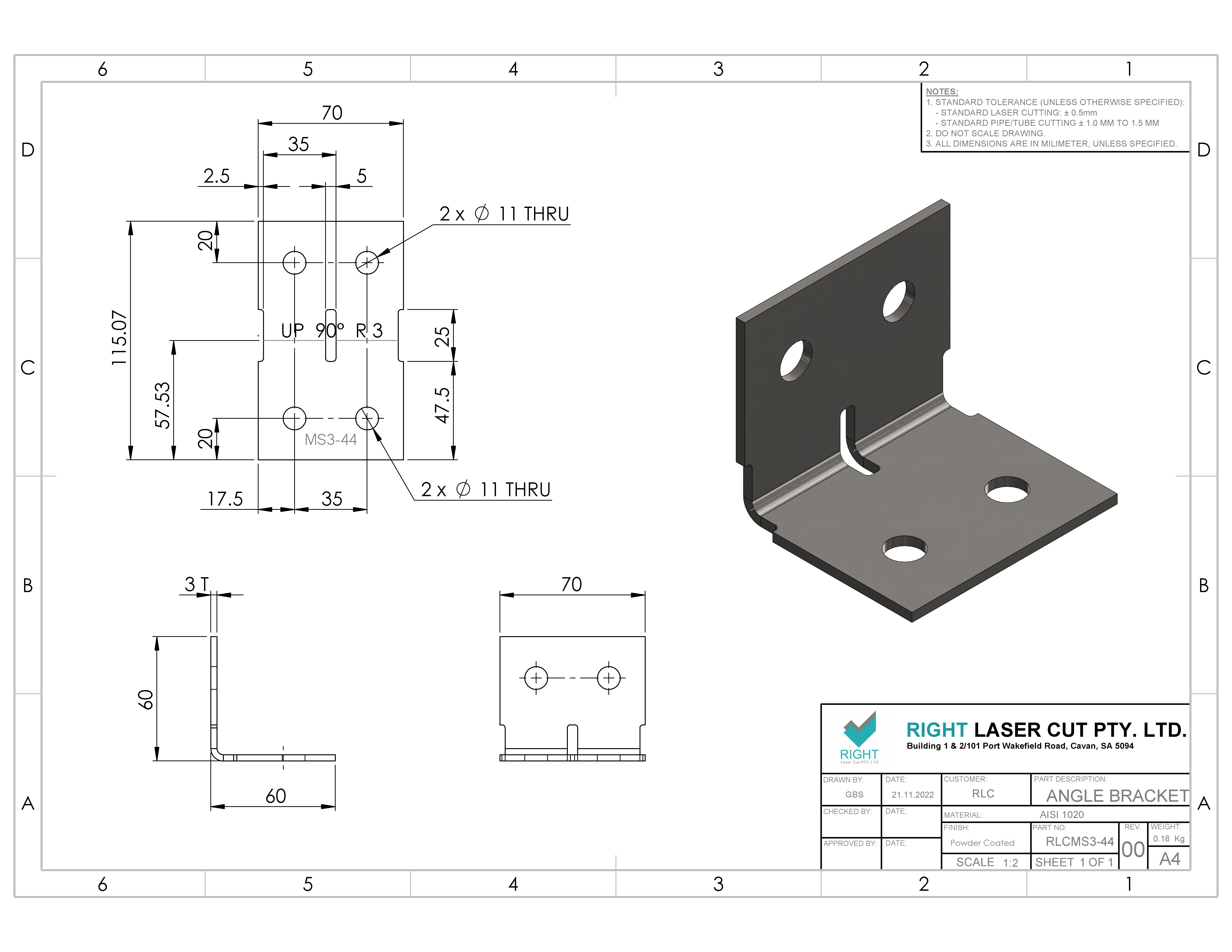 Angle Bracket Plate 60x70mm | Heavy-Duty Galvanised Support RLC 60 x 60 x 70 x 3mm Heavy Duty Angle Bracket Plate