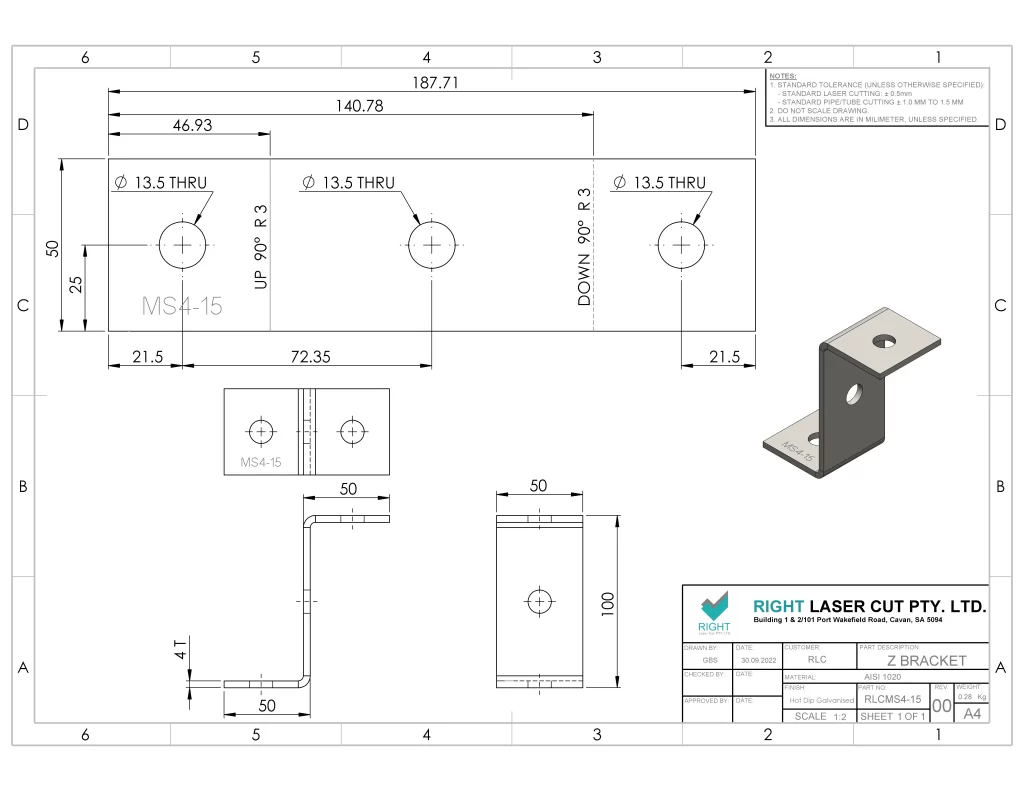 Galvanised Z Bracket 50x100mm | Durable Structural Bracket RLC 50 x 100 x 50 x 50 x 4mm Galvanised Z Bracket