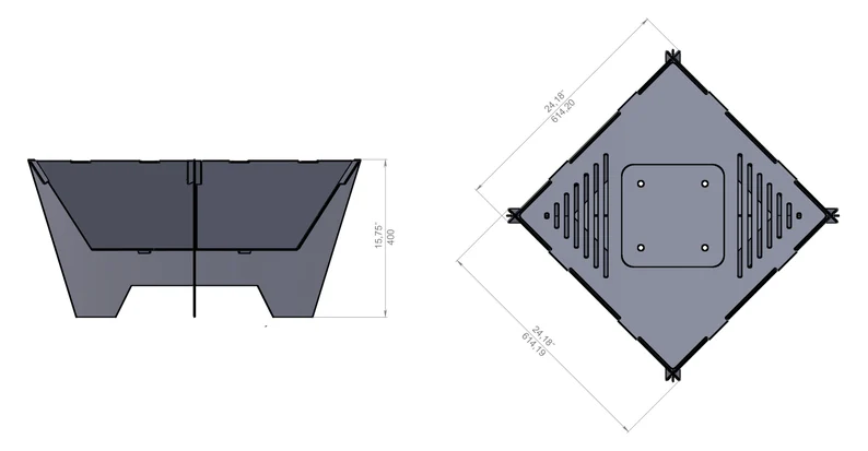 Square Metro Fire Pit | Modern Outdoor Fire Pit for Backyard Use Metro Fire Square BBQ & Firepit