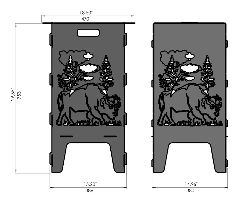 Metal Fire Pit | Outdoor Fire Pit for Camping Bison Firebox & BBQ