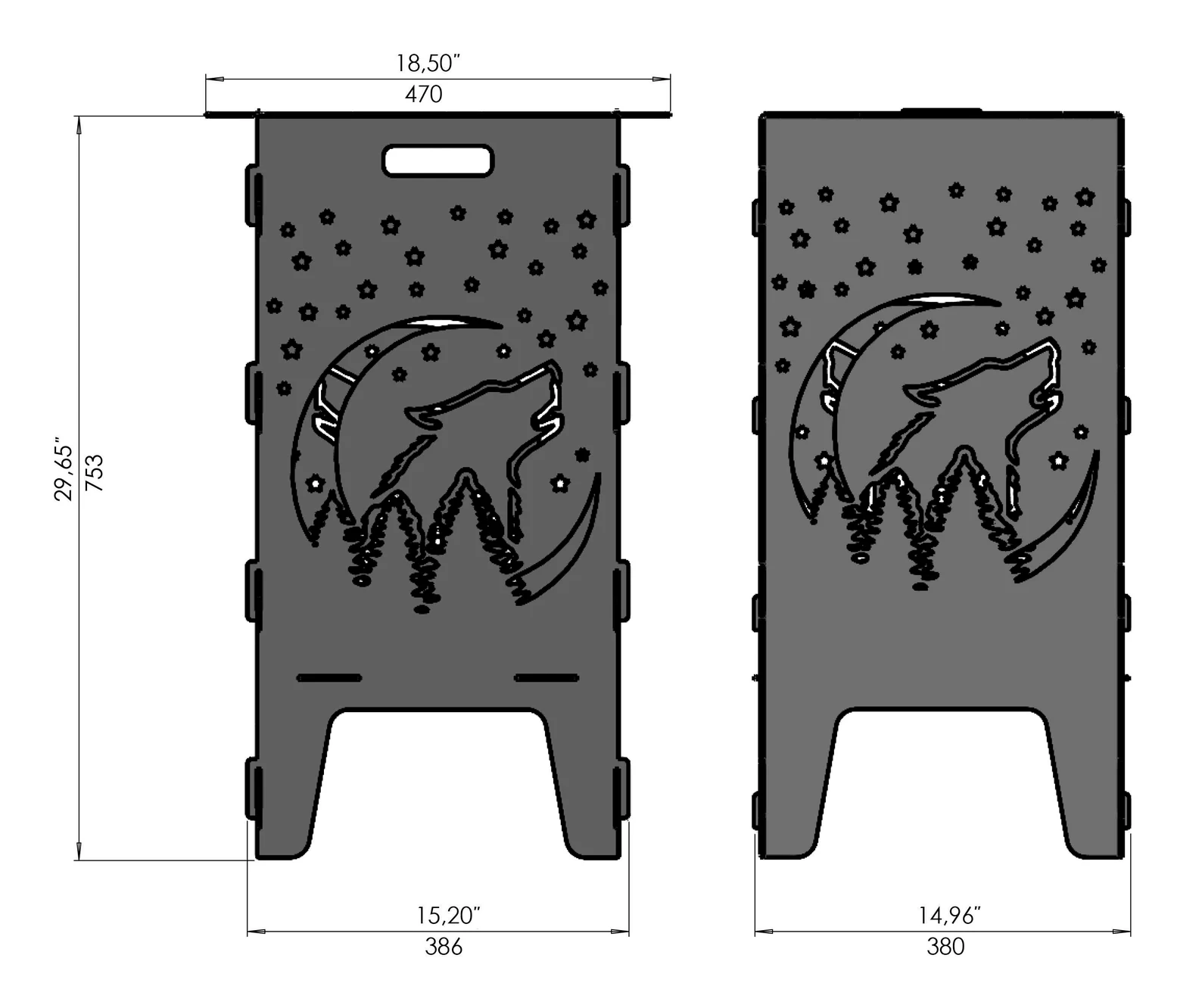 Wolf Firebox BBQ | Outdoor Fire Pit with Wolf Design Wolf Firebox & BBQ