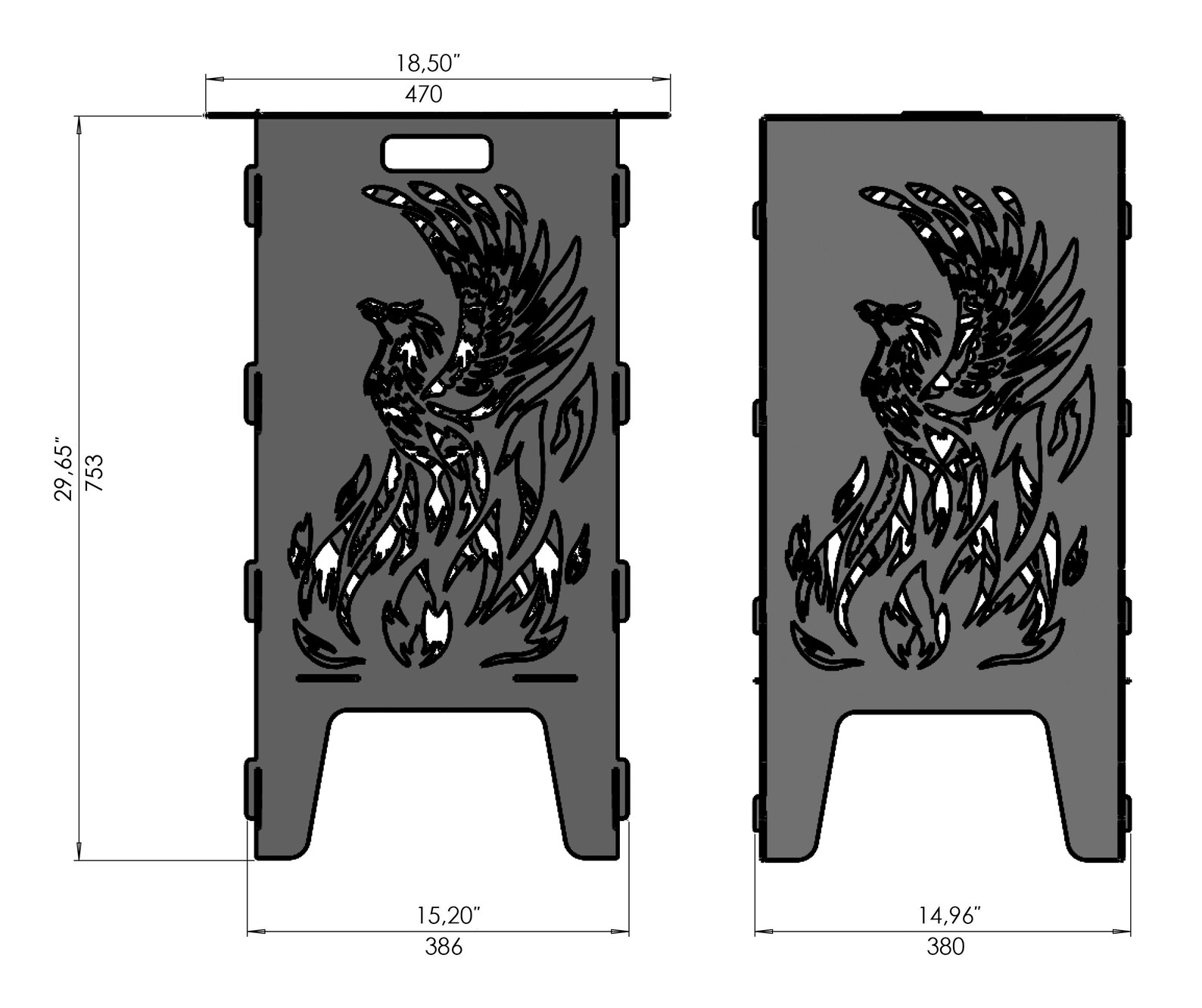 Phoenix-Themed Fire Pit | Durable Outdoor Fire Pit & BBQ Phoenix Firebox & BBQ