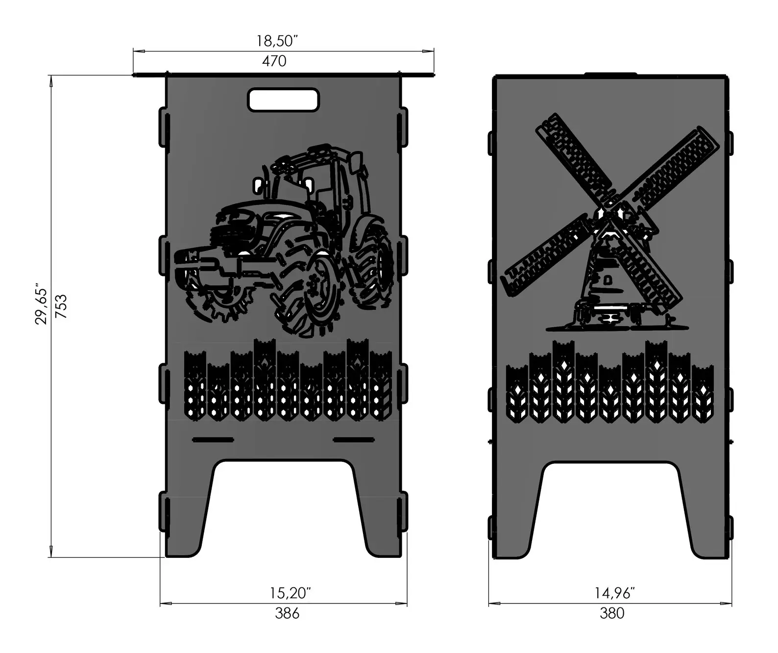 Tractor & Mill Firebox BBQ | Outdoor Farmhouse BBQ Pit Tractor+Mill Firebox & BBQ