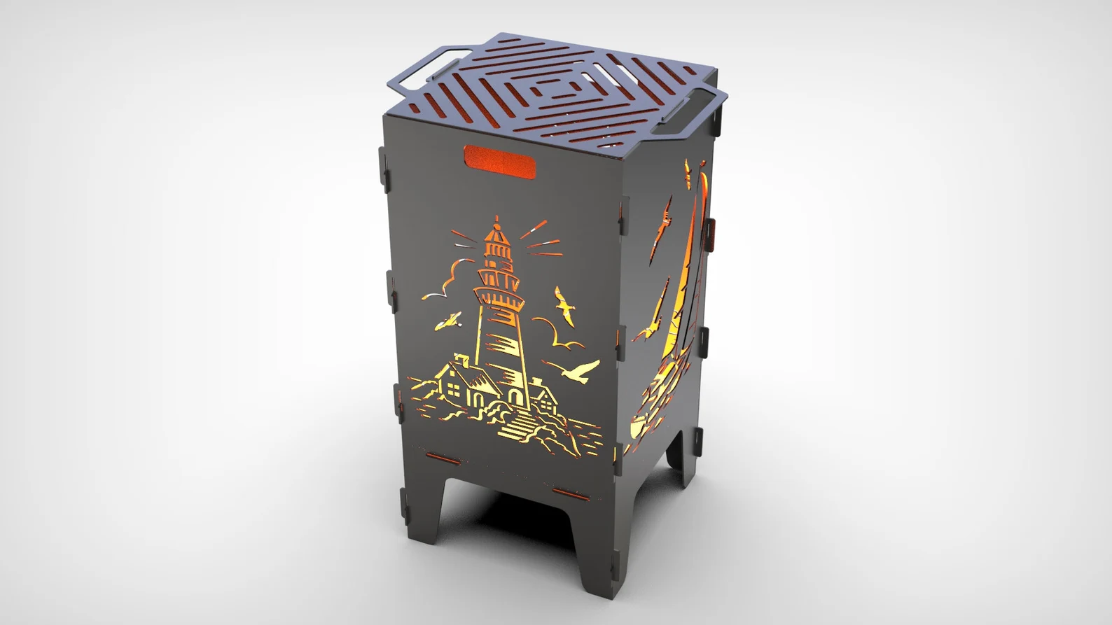 Lighthouse + Sailboat Firebox & BBQ