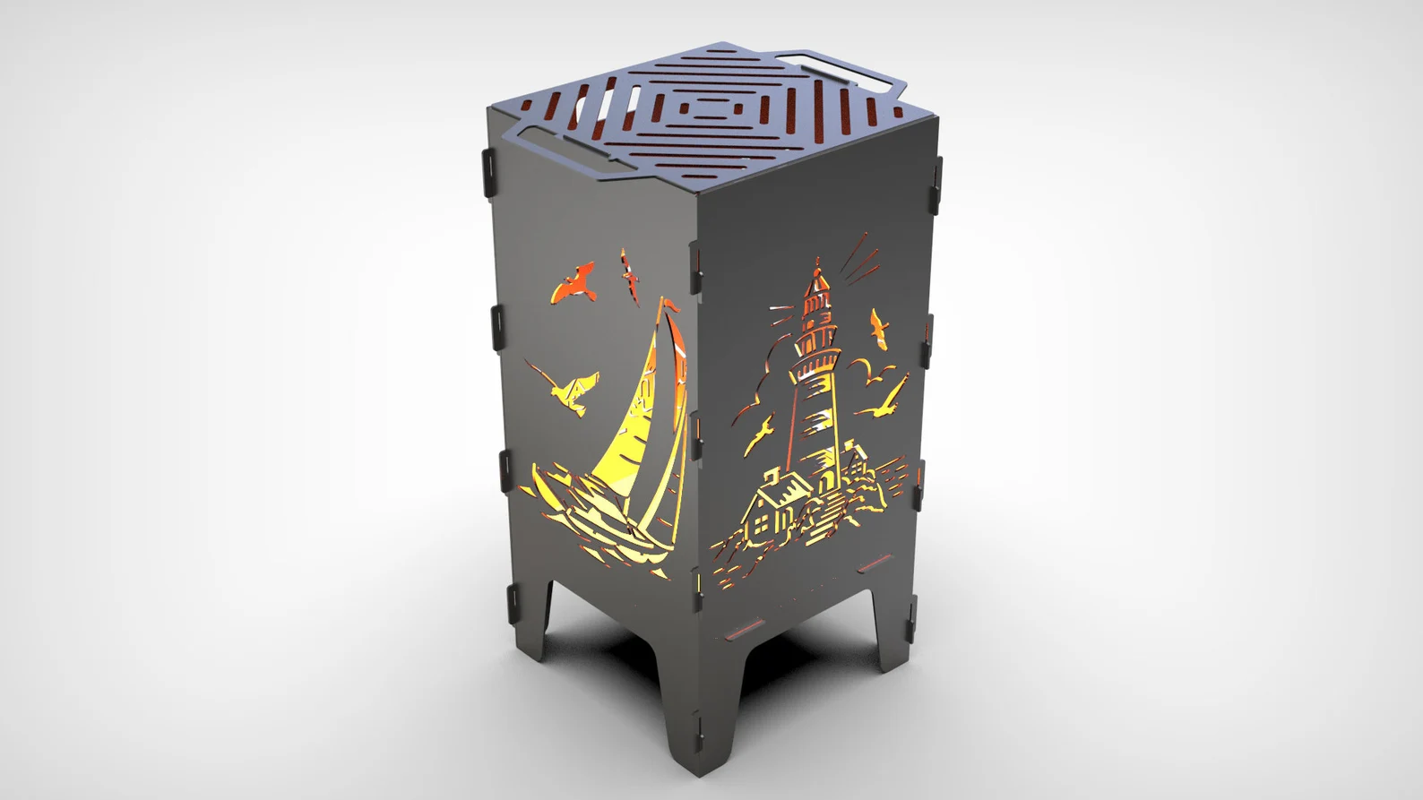 Lighthouse + Sailboat Firebox & BBQ