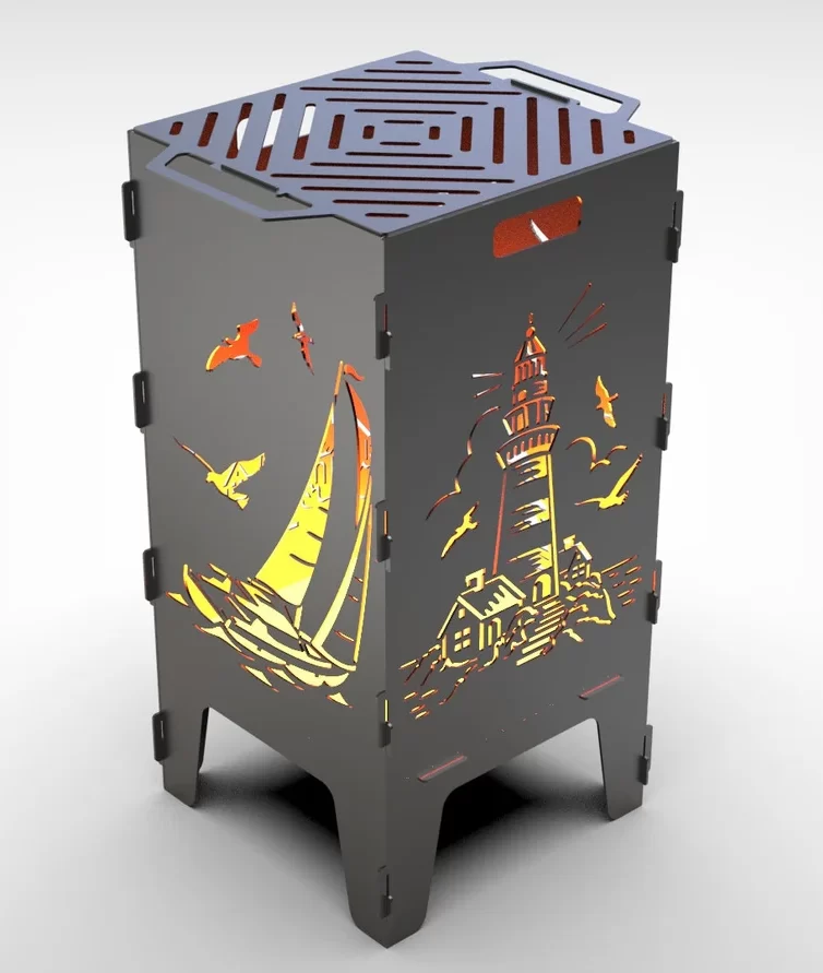 Lighthouse + Sailboat Firebox & BBQ
