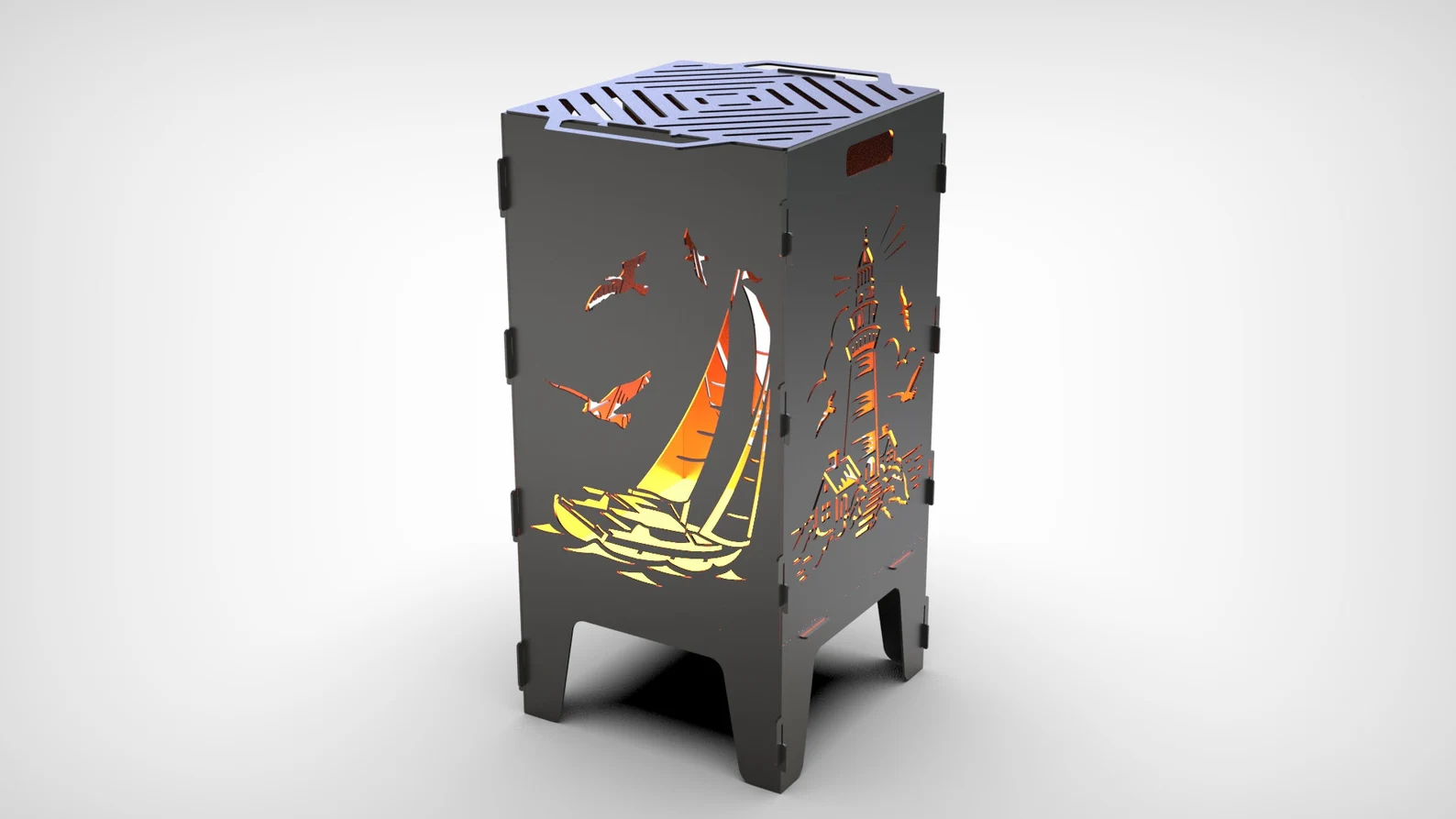 Lighthouse + Sailboat Firebox & BBQ
