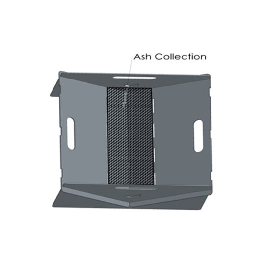 Image highlighting the Adventure Knights Firepit's innovative ash containment system, with airflow slits positioned above the base to keep ash securely contained while ensuring optimal airflow. Perfect for clean and eco-friendly use at campsites.