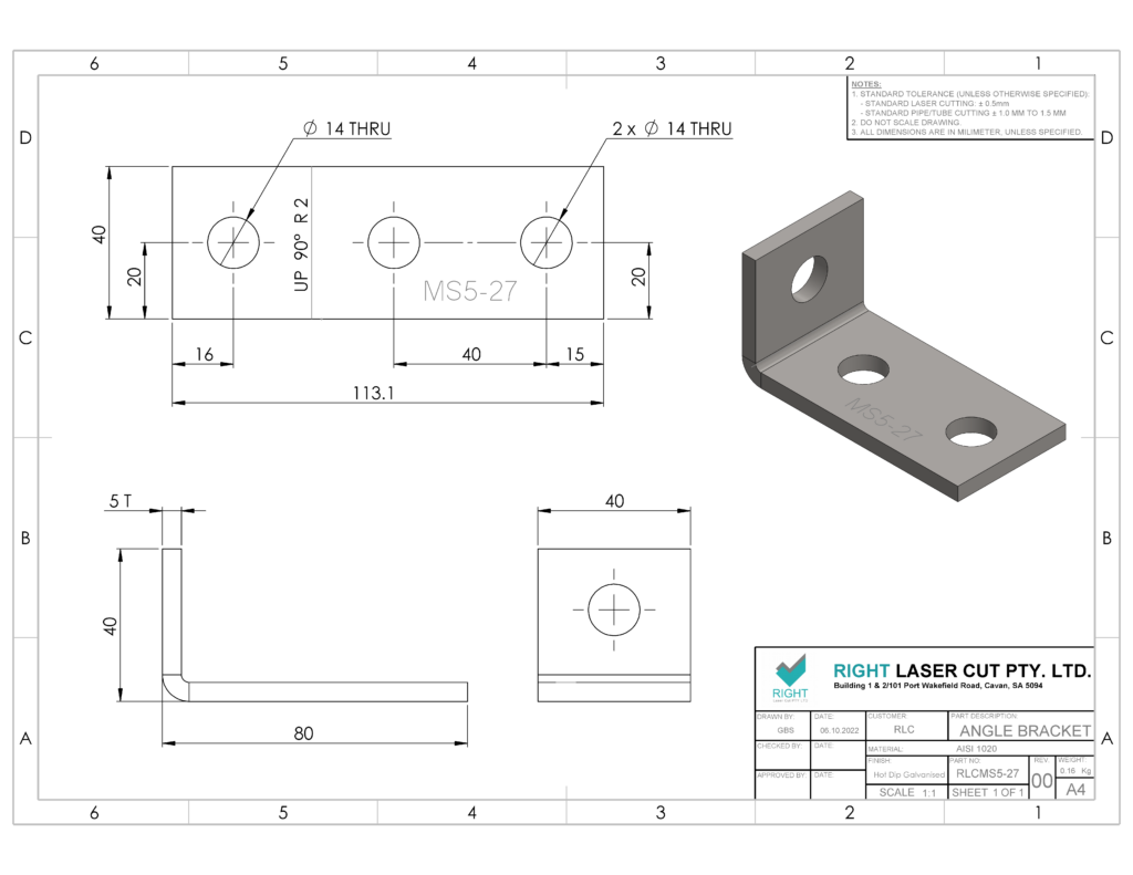 Galvanised Angle Bracket 40x80mm | Heavy-Duty Support RLC 40 x 80 x 40 x 5mm Hot Dipped Galvanised Angle Bracket