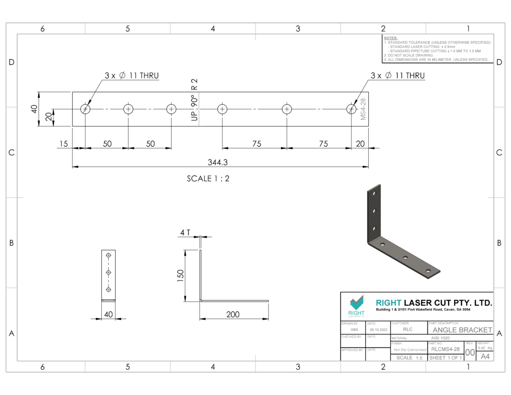 Galvanised Angle Bracket 200x150mm | Heavy-Duty 4mm Bracket RLC 200 x 150 x 40 x 4mm Galvanised Angle Bracket
