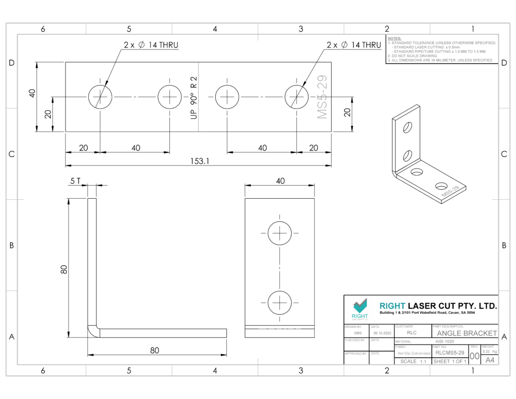 M12 Galvanised Angle Bracket | 80mm x 80mm x 40mm RLC 80 x 80 x 40 x 5mm M12 Galvanised Angle Bracket