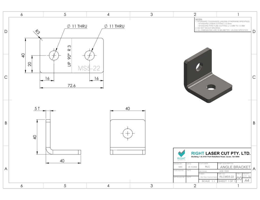 M10 Angle Bracket 40mm | Galvanised Heavy-Duty Bracket RLC 40 x 40 x 40 x 5mm M10 Galvanised Angle Bracket