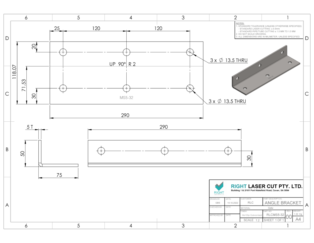 Heavy Duty M12 Angle Bracket | 75mm x 50mm x 190mm RLC 75 x 50 x 5 x 290mm M12 Structural Angle Bracket