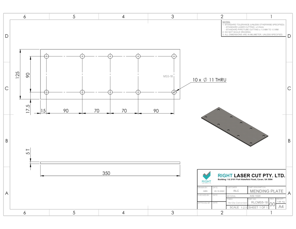 Mending Plate 350x125mm | Heavy-Duty Galvanised Bracket RLC 350 x 125 x 5mm Galvanised Mending Plate Bracket