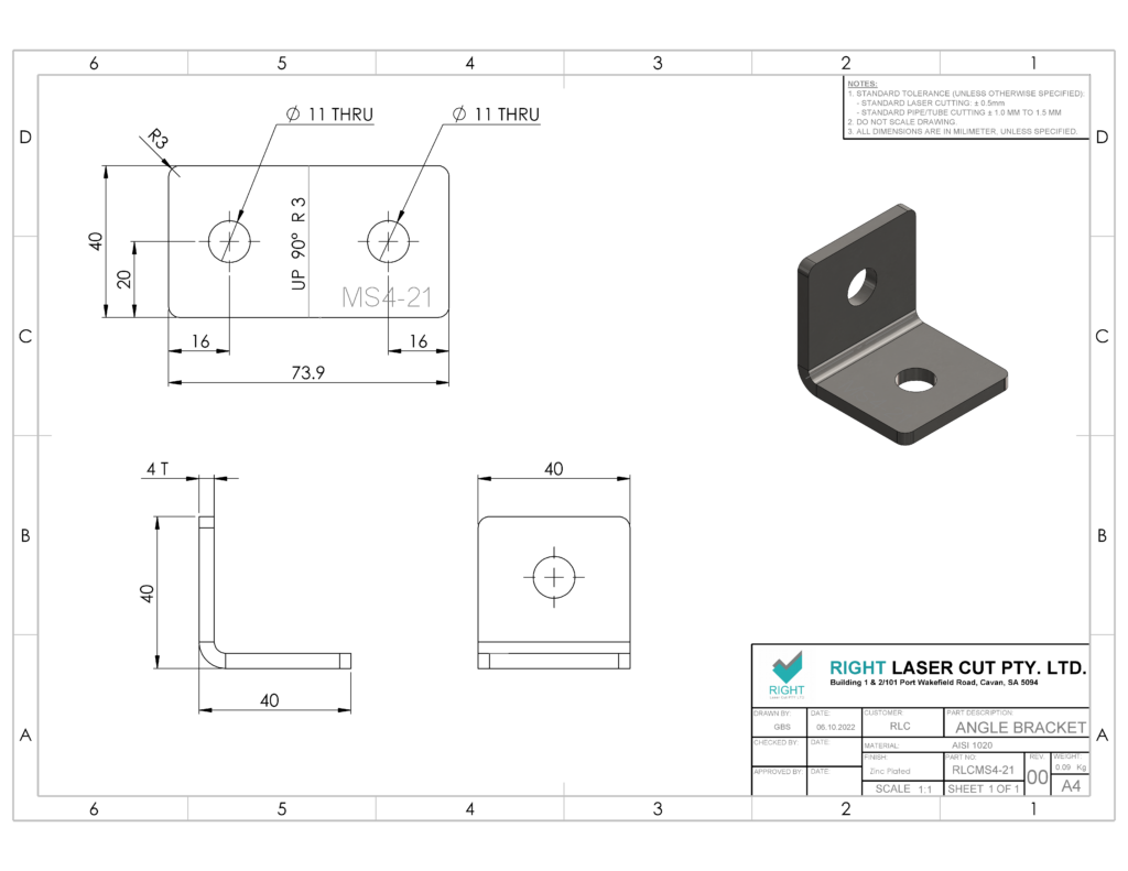 Angle Bracket 40mm | Zinc-Plated Metal Bracket RLC 40 x 40 x 40 x 4mm Zinc Plated Angle Bracket